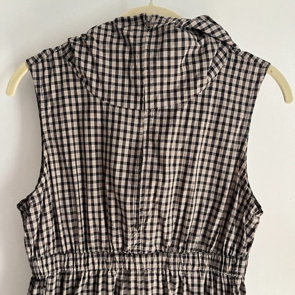 Nili Lotan Half-Zip Hooded Dress in Black Checkered Plaid L - Picture 2 of 6